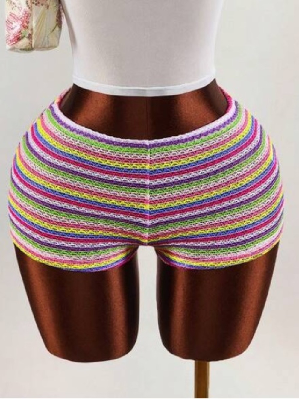 Rainbow Striped Beach sheer short shorts